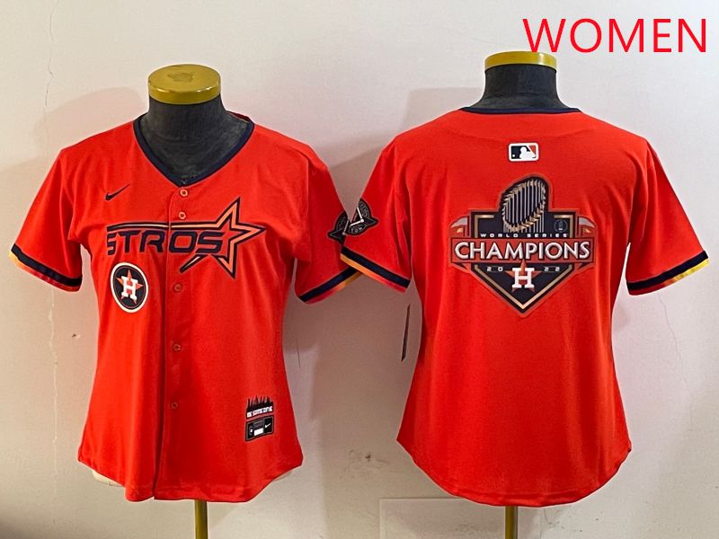 Women Houston Astros Blank Orange Three generations Joint Name 2025 Nike MLB Jersey style 25->women mlb jersey->Women Jersey
